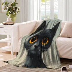 Siamese Chat Plaid en Polaire Imprimé 3D Couverture Douce Confortable pour Canapé Lit Bureau