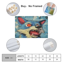 Loup Peinture sur toile sans cadre, impressions posters art mural pour déco maison chambre bureau