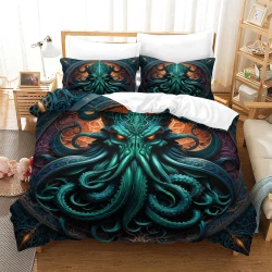 Mito dell'orrore Cthulhu Copripiumino Stampato 3D Morbido 3 Pezzi Biancheria da Letto per Ragazzi Ragazze