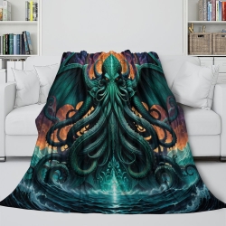 Mythe de l'horreur Cthulhu Plaid en Polaire Imprimé 3D Couverture Douce Confortable pour Canapé Lit Bureau