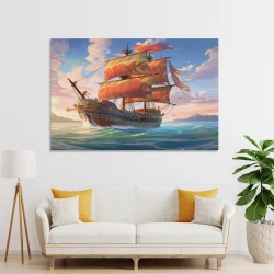 Velero Pintura en lienzo sin marco, impresiones de pósters arte pared para decoración hogar dormitorio oficina