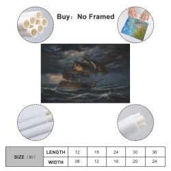 Voilier Peinture sur toile sans cadre, impressions posters art mural pour déco maison chambre bureau
