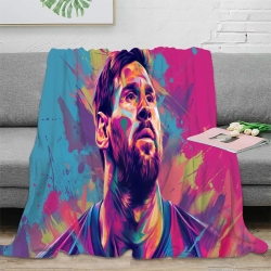 Lionel Messi Plaid en Polaire Imprimé 3D Couverture Douce Confortable pour Canapé Lit Bureau