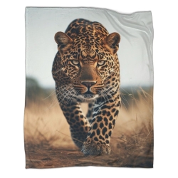 Léopard Plaid en Polaire Imprimé 3D Couverture Douce Confortable pour Canapé Lit Bureau
