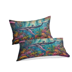 Baleine Housse de Couette Imprimée 3D Douce 3 Pièces Literie Garçons Filles