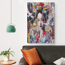 Japanese Graffiti Art Unframed Canvas Painting, Wall Art Poster Prints for Home Bedroom Office Decoration