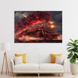 Train à vapeur Peinture sur toile sans cadre, impressions posters art mural pour déco maison chambre bureau