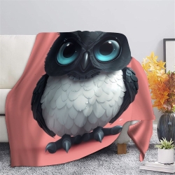 Hibou Plaid en Polaire Imprimé 3D Couverture Douce Confortable pour Canapé Lit Bureau