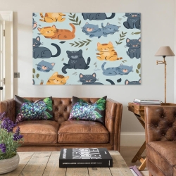 Chat de dessin animé Peinture sur toile sans cadre, impressions posters art mural pour déco maison chambre bureau