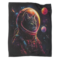 Space Gatto Coperta in Pile Stampata 3D Morbida e Confortevole per Divano Letto Ufficio