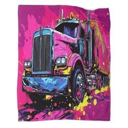 Gros camion Plaid en Polaire Imprimé 3D Couverture Douce Confortable pour Canapé Lit Bureau