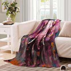 Éléphant Plaid en Polaire Imprimé 3D Couverture Douce Confortable pour Canapé Lit Bureau