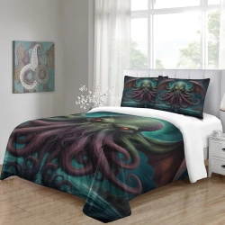 Mythe de l'horreur Cthulhu Housse de Couette Imprimée 3D Douce 3 Pièces Literie Garçons Filles