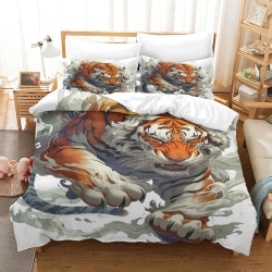 Tigre Housse de Couette Imprimée 3D Douce 3 Pièces Literie Garçons Filles
