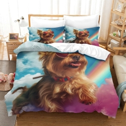 Yorkshire Terrier Housse de Couette Imprimée 3D Douce 3 Pièces Literie Garçons Filles