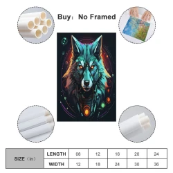 Loup Peinture sur toile sans cadre, impressions posters art mural pour déco maison chambre bureau