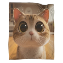 Chat Plaid en Polaire Imprimé 3D Couverture Douce Confortable pour Canapé Lit Bureau