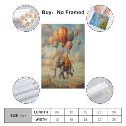 Éléphant Peinture sur toile sans cadre, impressions posters art mural pour déco maison chambre bureau