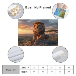 Lion Peinture sur toile sans cadre, impressions posters art mural pour déco maison chambre bureau