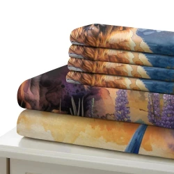 Vache des Highlands Housse de Couette Imprimée 3D Douce 3 Pièces Literie Garçons Filles