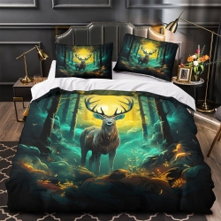 Renne Housse de Couette Imprimée 3D Douce 3 Pièces Literie Garçons Filles