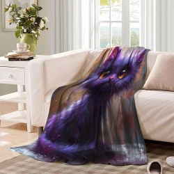 Cute Chat Plaid en Polaire Imprimé 3D Couverture Douce Confortable pour Canapé Lit Bureau