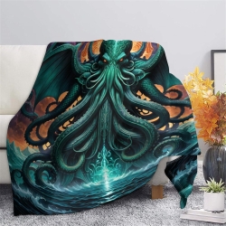 Mythe de l'horreur Cthulhu Plaid en Polaire Imprimé 3D Couverture Douce Confortable pour Canapé Lit Bureau