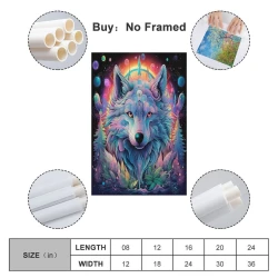 Loup Peinture sur toile sans cadre, impressions posters art mural pour déco maison chambre bureau