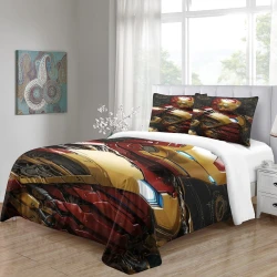 Avengers Iron Man Copripiumino Stampato 3D Morbido 3 Pezzi Biancheria da Letto per Ragazzi Ragazze