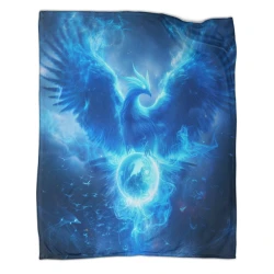 Phénix Plaid en Polaire Imprimé 3D Couverture Douce Confortable pour Canapé Lit Bureau