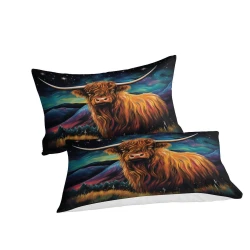 Vache des Highlands Housse de Couette Imprimée 3D Douce 3 Pièces Literie Garçons Filles