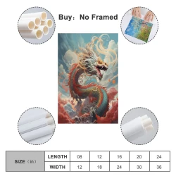 oriental Dragon Peinture sur toile sans cadre, impressions posters art mural pour déco maison chambre bureau