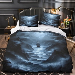 Voilier Housse de Couette Imprimée 3D Douce 3 Pièces Literie Garçons Filles