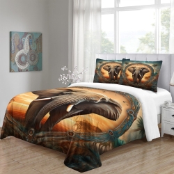Éléphant Housse de Couette Imprimée 3D Douce 3 Pièces Literie Garçons Filles