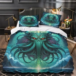 Mito dell'orrore Cthulhu Copripiumino Stampato 3D Morbido 3 Pezzi Biancheria da Letto per Ragazzi Ragazze