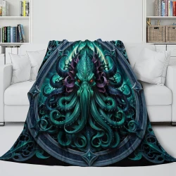 Mythe de l'horreur Cthulhu Plaid en Polaire Imprimé 3D Couverture Douce Confortable pour Canapé Lit Bureau