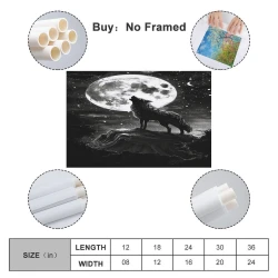 Loup Peinture sur toile sans cadre, impressions posters art mural pour déco maison chambre bureau