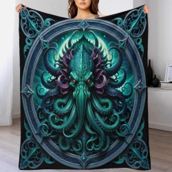 Mythe de l'horreur Cthulhu Plaid en Polaire Imprimé 3D Couverture Douce Confortable pour Canapé Lit Bureau