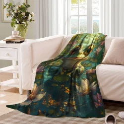 Grenouille Plaid en Polaire Imprimé 3D Couverture Douce Confortable pour Canapé Lit Bureau