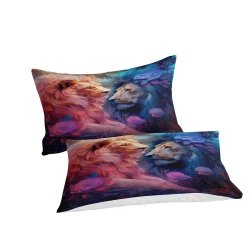 Lion Housse de Couette Imprimée 3D Douce 3 Pièces Literie Garçons Filles