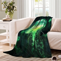 Méduse Plaid en Polaire Imprimé 3D Couverture Douce Confortable pour Canapé Lit Bureau