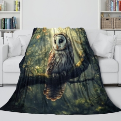 Hibou Plaid en Polaire Imprimé 3D Couverture Douce Confortable pour Canapé Lit Bureau