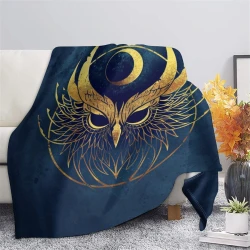 Hibou Plaid en Polaire Imprimé 3D Couverture Douce Confortable pour Canapé Lit Bureau