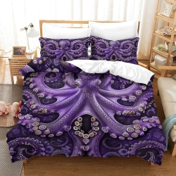 Pieuvre Housse de Couette Imprimée 3D Douce 3 Pièces Literie Garçons Filles
