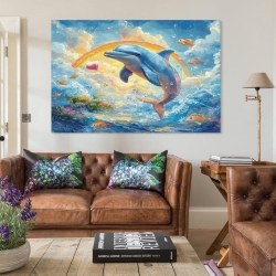 Dauphin Peinture sur toile sans cadre, impressions posters art mural pour déco maison chambre bureau