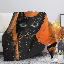 Siamese Chat Plaid en Polaire Imprimé 3D Couverture Douce Confortable pour Canapé Lit Bureau