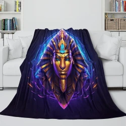 Pharaon égyptien Plaid en Polaire Imprimé 3D Couverture Douce Confortable pour Canapé Lit Bureau