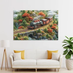 Tren de vapor Pintura en lienzo sin marco, impresiones de pósters arte pared para decoración hogar dormitorio oficina
