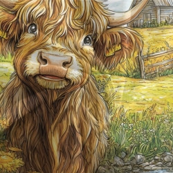 Vache des Highlands Housse de Couette Imprimée 3D Douce 3 Pièces Literie Garçons Filles