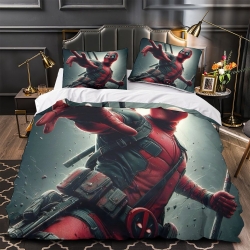 Deadpool Marvel Housse de Couette Imprimée 3D Douce 3 Pièces Literie Garçons Filles